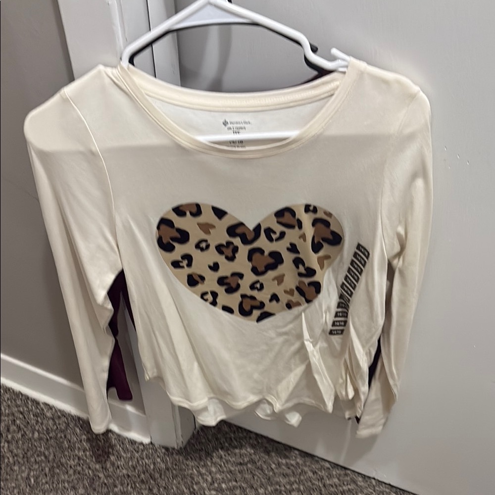 Burgundy Long Sleeve Top with Peace & Love Design